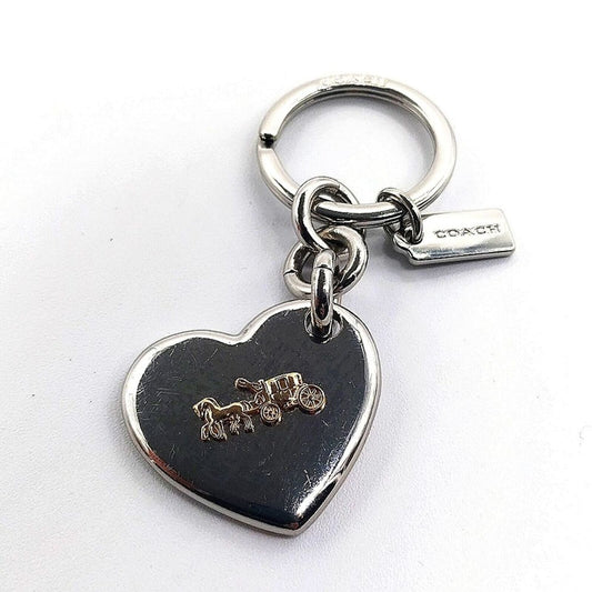 Only one! Used Rare Coach Horse and Carriage Heart Bag Charm Keychain Fob F35133