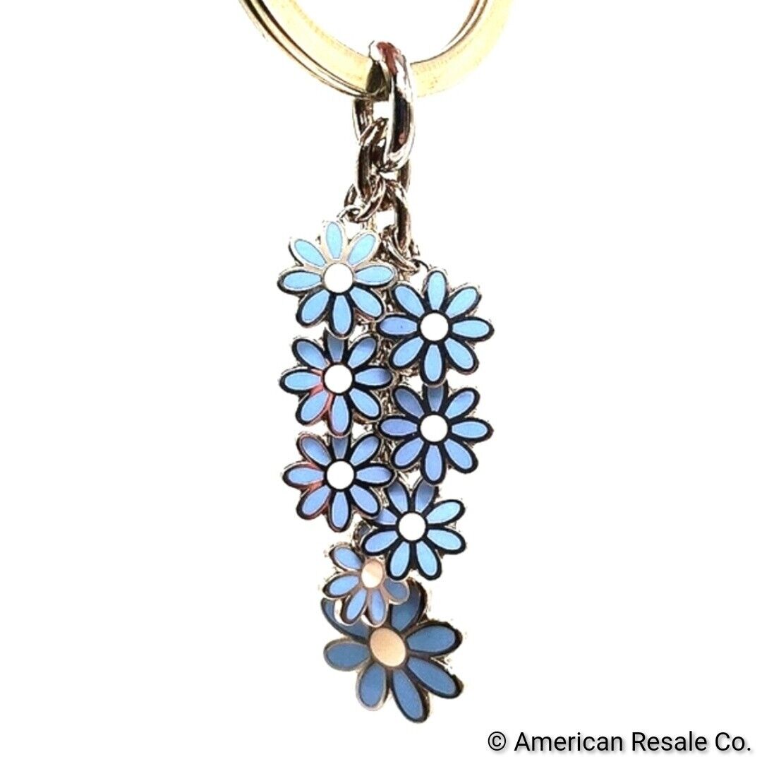 JUST IN! Vintage COACH Sky Blue Daisy Flowers Enamel Purse Charm Keychain Fob