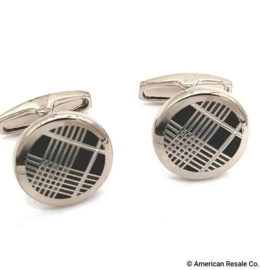 Vintage Burberry Cufflinks. Signed. Rare. Nova Check Pattern. Same Day Shipping