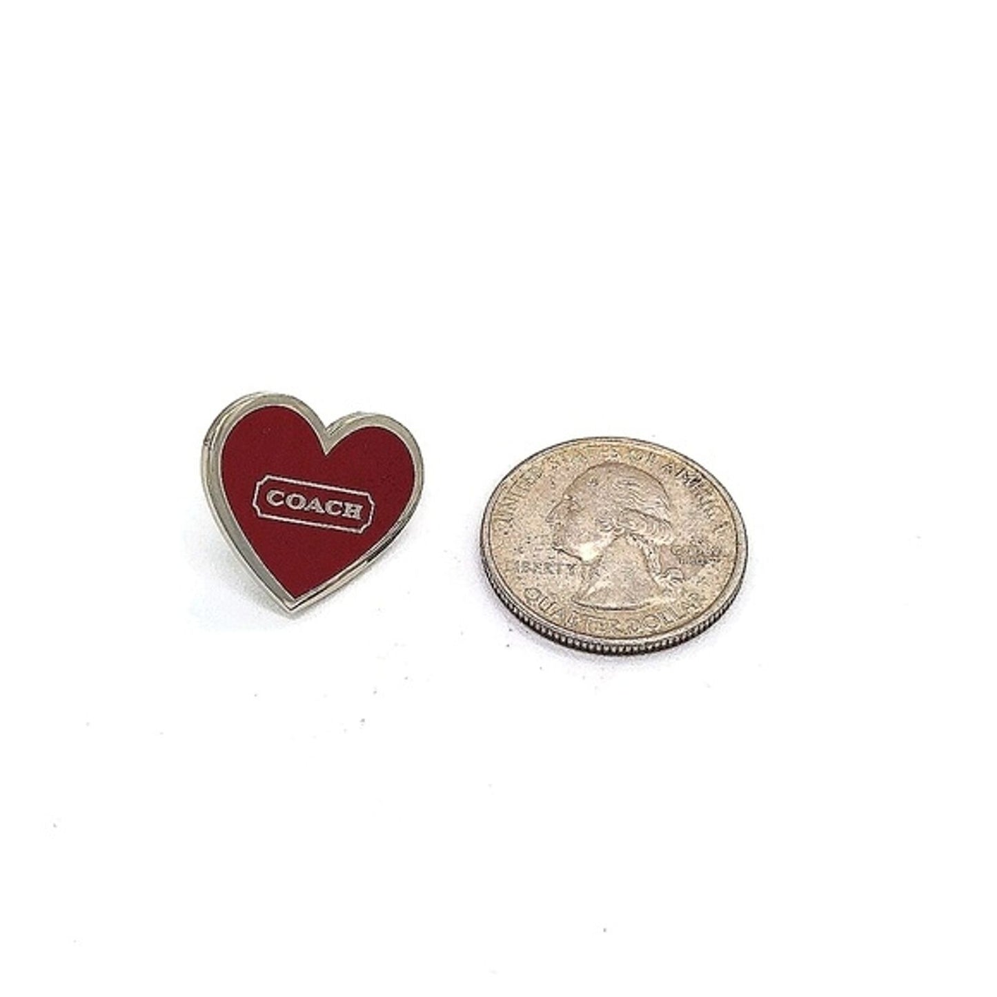 Red COACH Vintage Mini Heart Pin Brooch Purse Backpack Charm