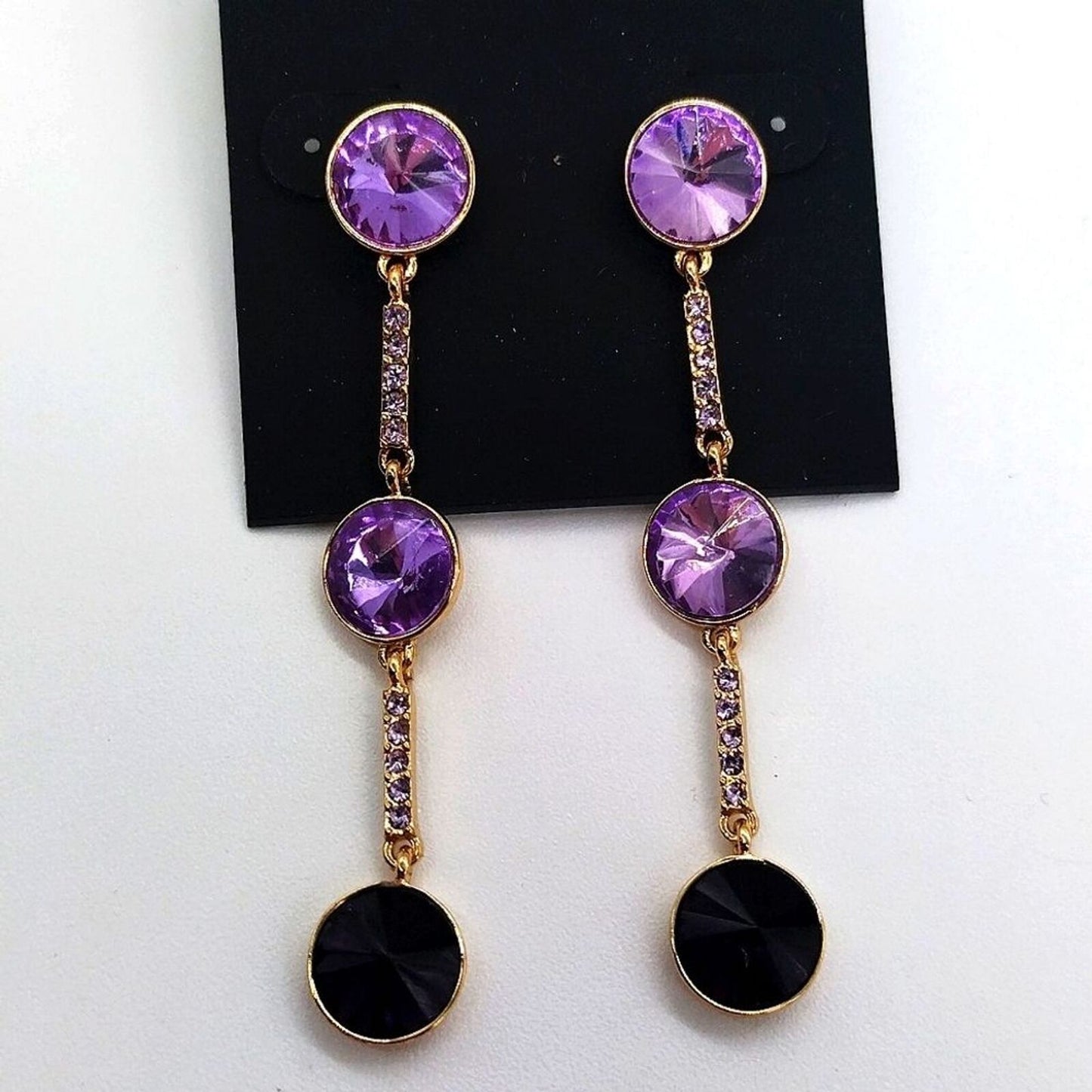 LAUNDRY by Shelli Segal Amethyst Purple Swarovski Drop Dangle Earrings