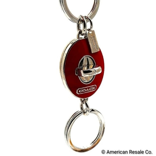 COACH Vintage Red Enamel Dual Keychain Fob Purse Charm Key Ring Key Fob-Rare!