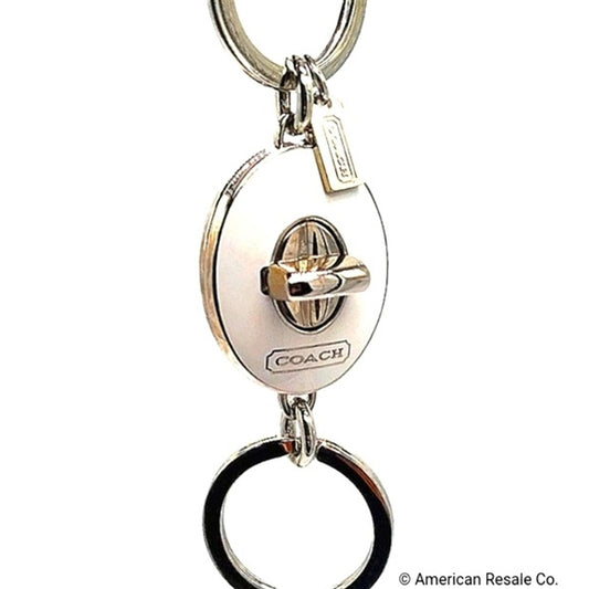 JUST IN! $98 COACH Vintage White Dual Fob Keychain Purse Charm Key ring-Rare