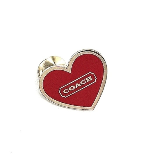 Red COACH Vintage Mini Heart Pin Brooch Purse Backpack Charm