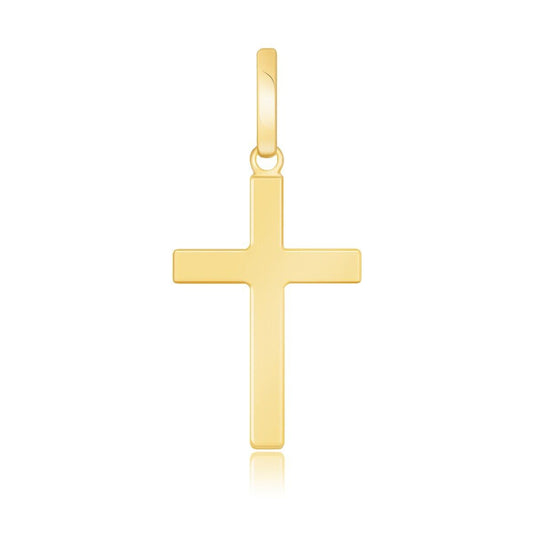 14K Yellow Gold Small Polished Flat Cross Pendant