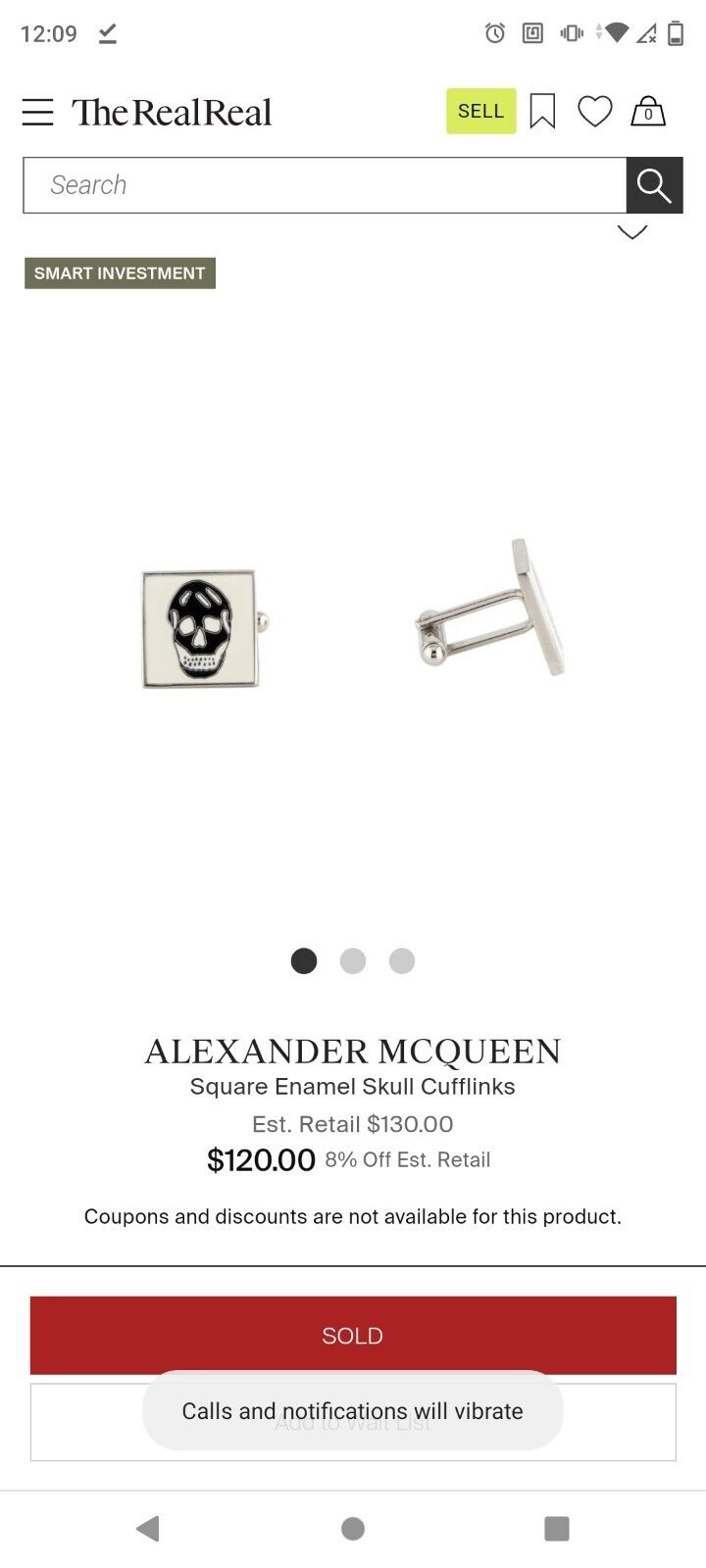 Alexander McQueen Vintage Black and White Enamel Skull Signed Square Cufflinks