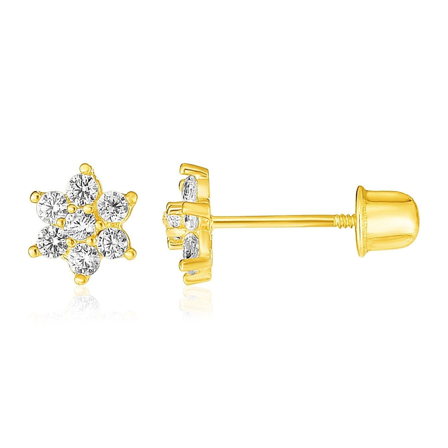 14k Yellow Gold Flower Childrens Earrings