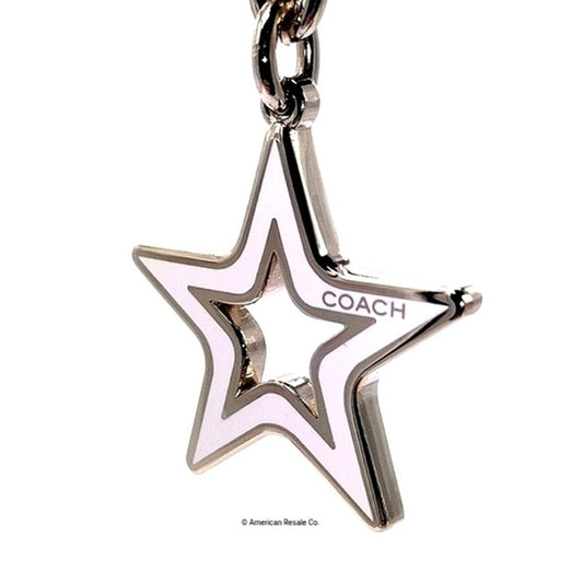 Rare COACH White Star Enamel Signature Fob Keychain Purse Charm Accessory #7358