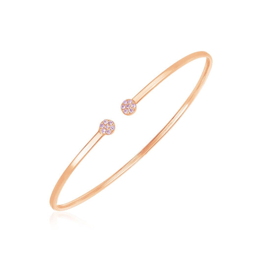 14k Rose Gold High Polish Diamond Cluster Bangle (2mm)