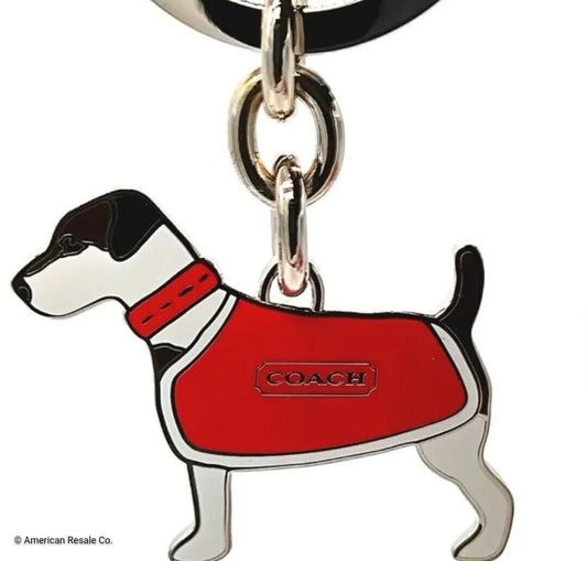 COACH Vintage Jack Russel Terrier Dog Keychain Fob Purse Charm #7321 NWOT-Rare