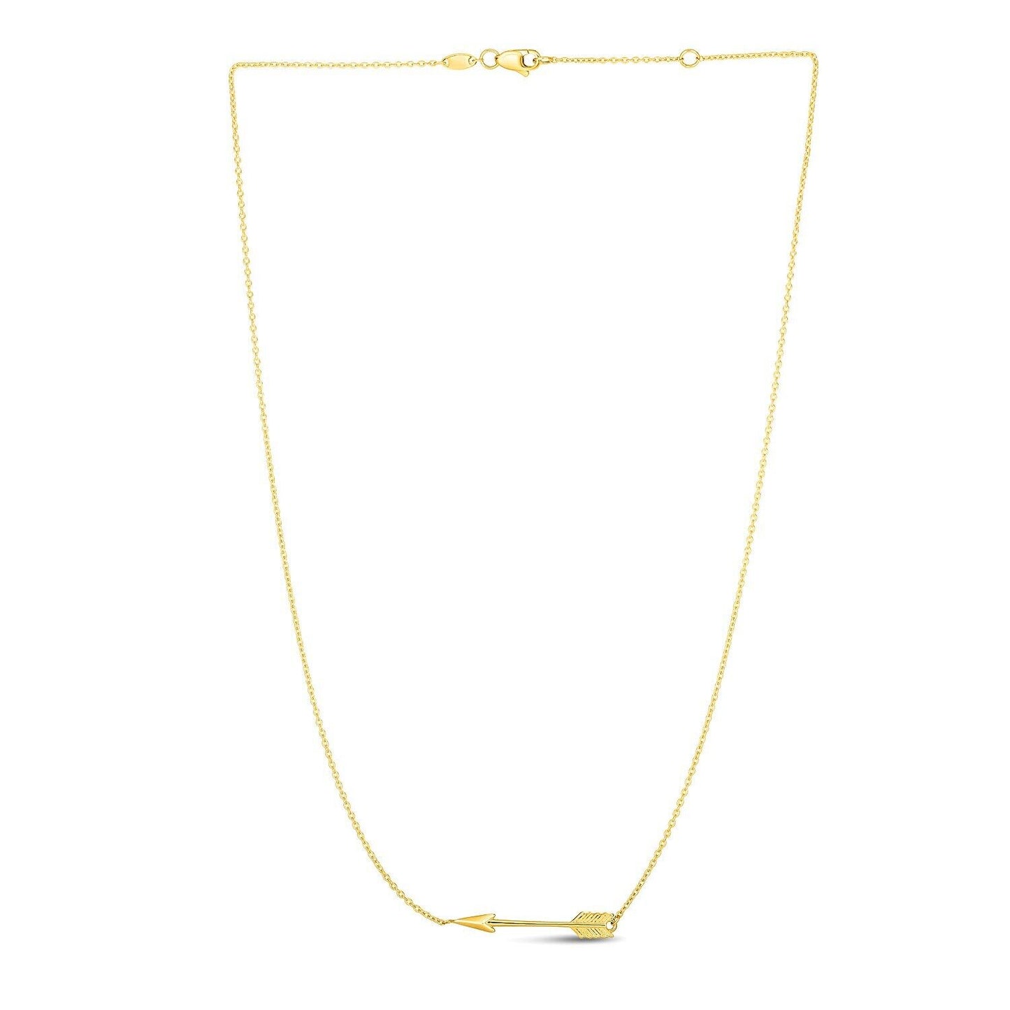 14k Yellow Gold Chain Necklace with Horizontal Arrow Pendant