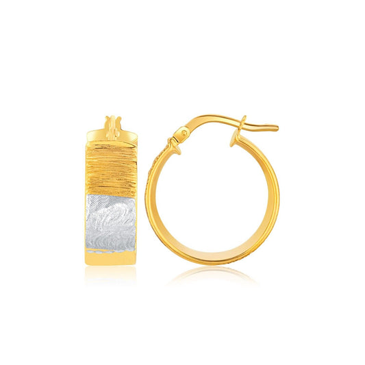 14K Two-Tone Gold Combo Finish Hoop Earrings