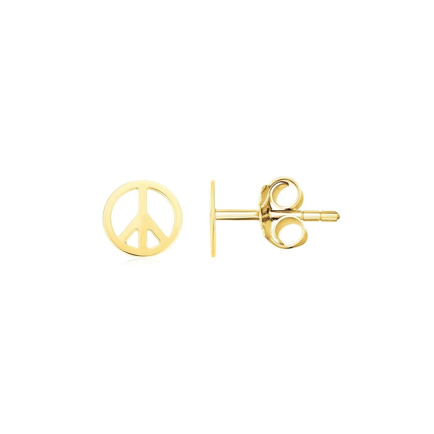 14k Yellow Gold Post Earrings with Peace Signs