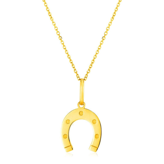 14K Yellow Gold Necklace with Horseshoe