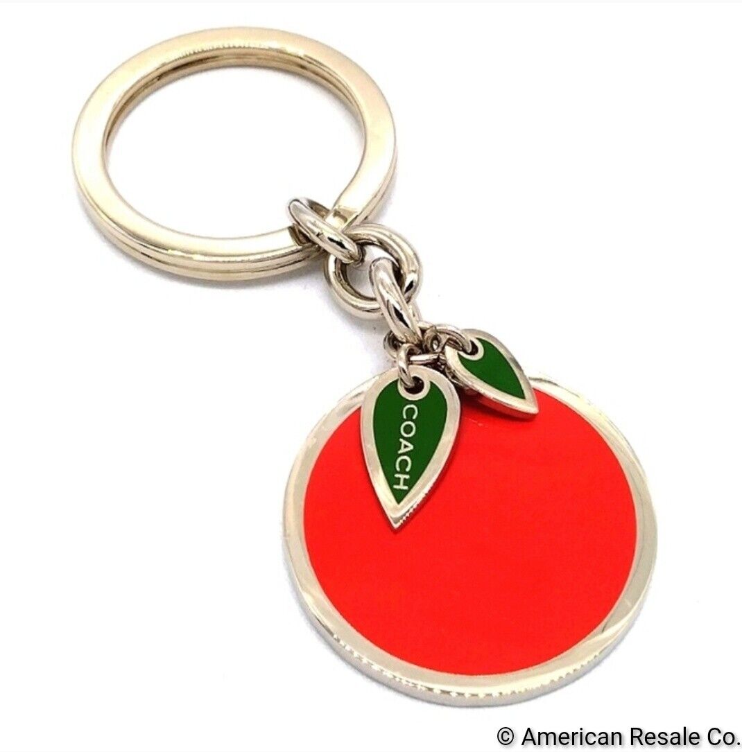 Vintage COACH Orange Tangerine Fruit Keychain Purse Charm Key Ring Fob-Rare