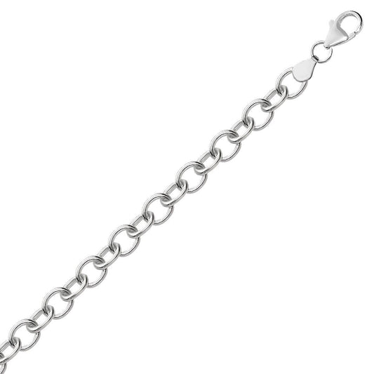 Sterling Silver Rhodium Plated Fancy Charm Bracelet