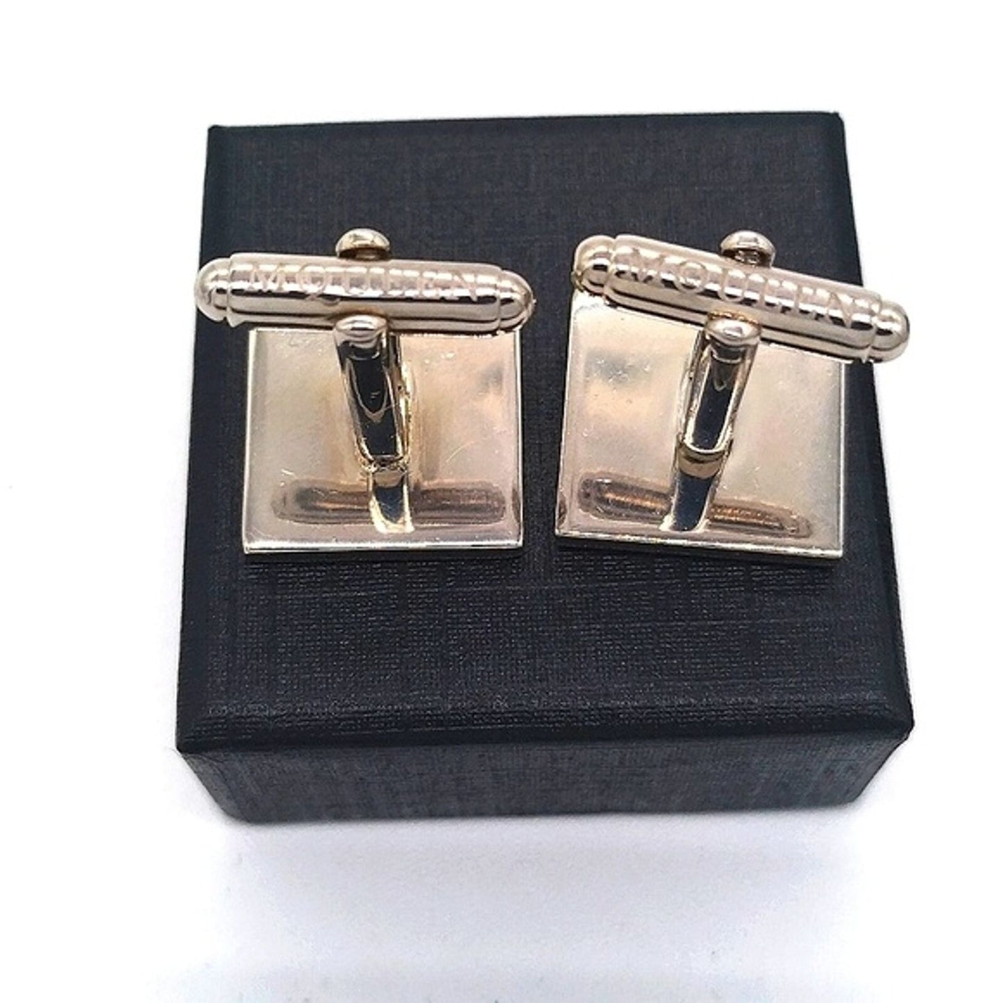 Alexander McQueen Vintage Black and White Enamel Skull Signed Square Cufflinks