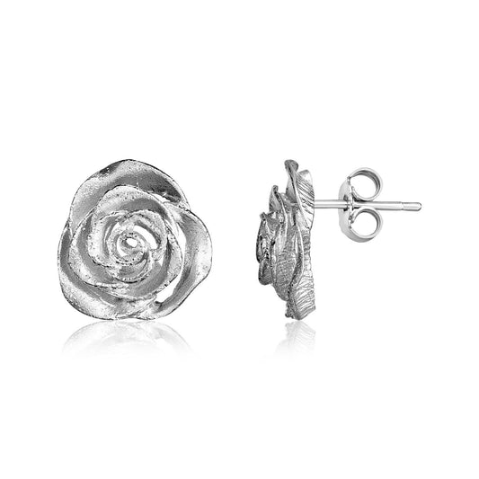 Sterling Silver Rose Earrings