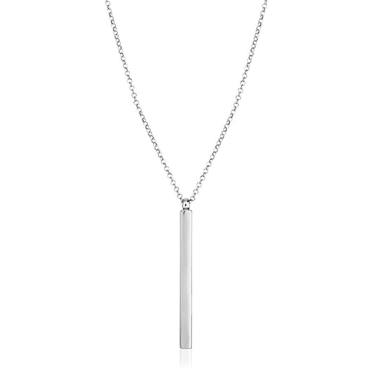 Sterling Silver 24 inch Necklace with Long Polished Bar Pendant