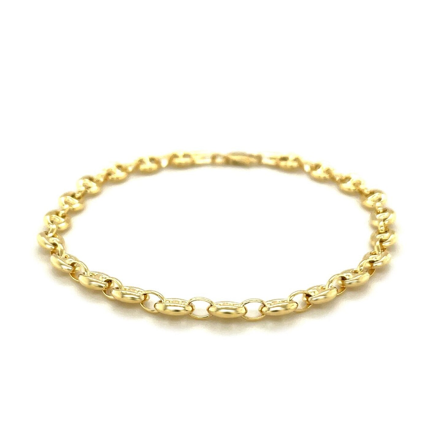 4.7mm 14k Yellow Gold Puffed Mariner Anklet