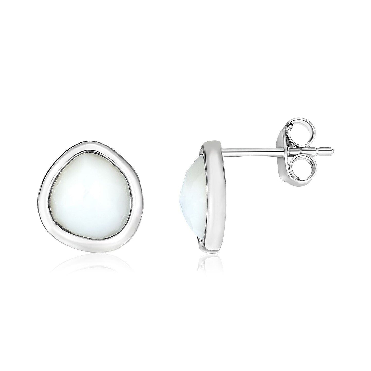 Sterling Silver Rounded Mother of Pearl Earrings