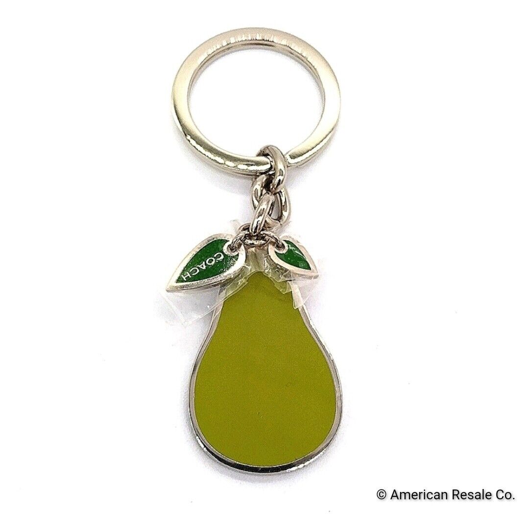 Read! Rare COACH Green Enamel Pear Keychain Fob or Purse Charm-Retired