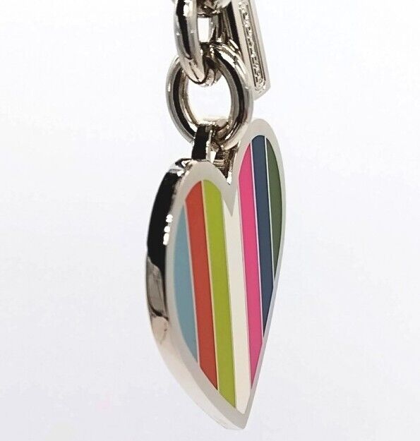 Rare COACH Rainbow LEGACY Heart Keychain Fob Purse Charm Style# 92109