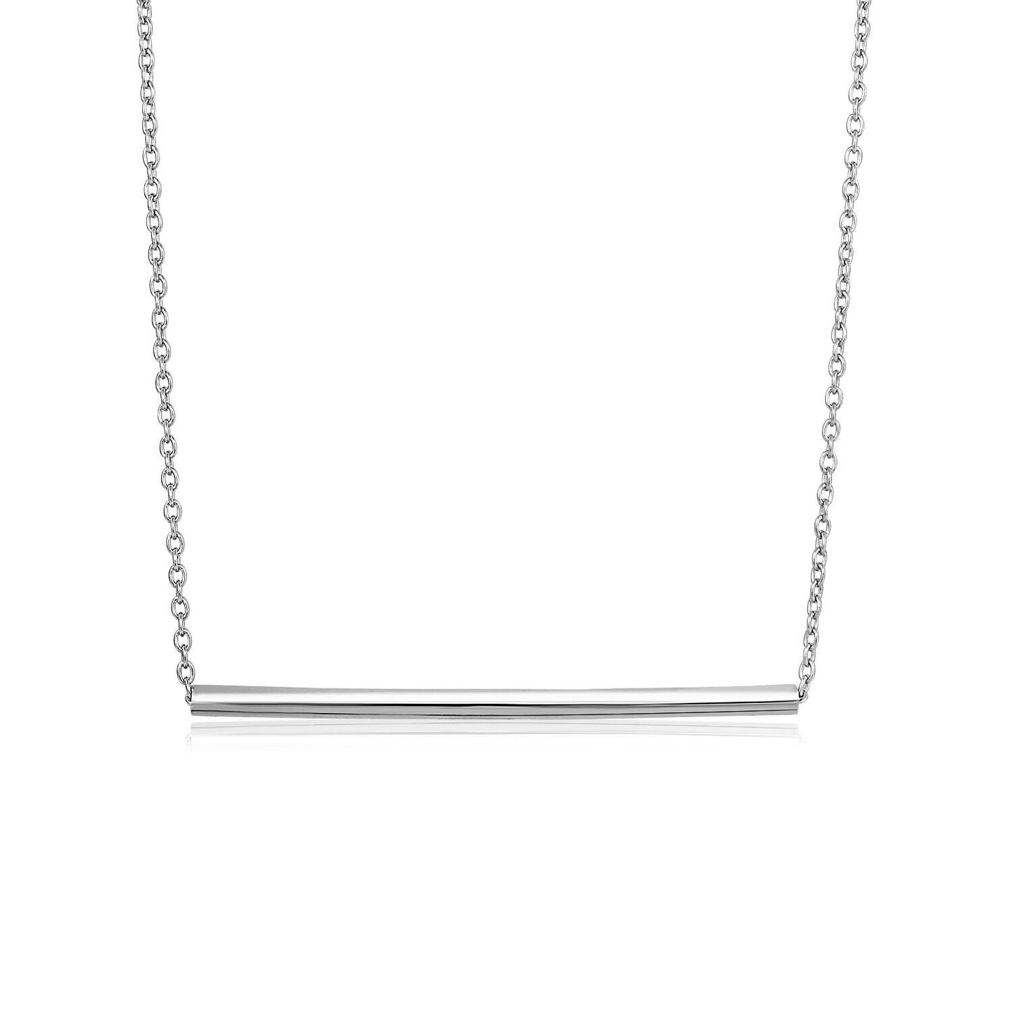 Sterling Silver Polished Straight Bar Necklace