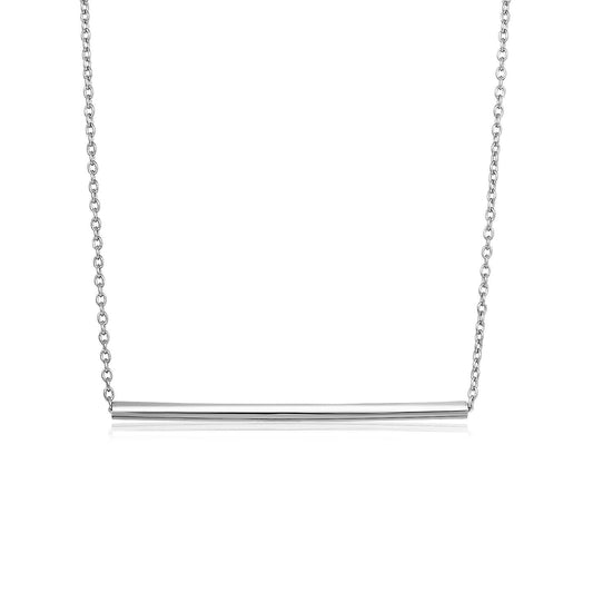 Sterling Silver Polished Straight Bar Necklace