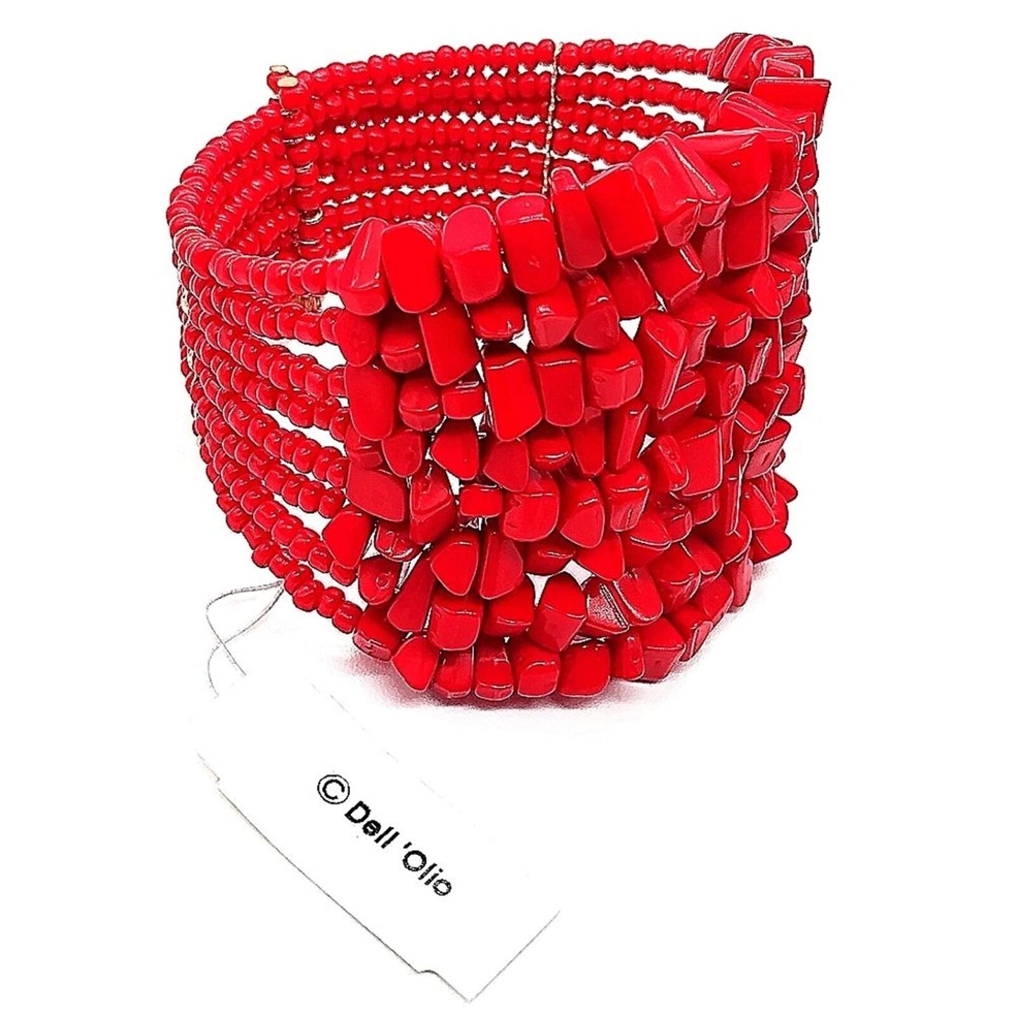 QVC Vintage Linea Red Beaded Nugget Stretch wrap bracelet by Louis Dell'Olio