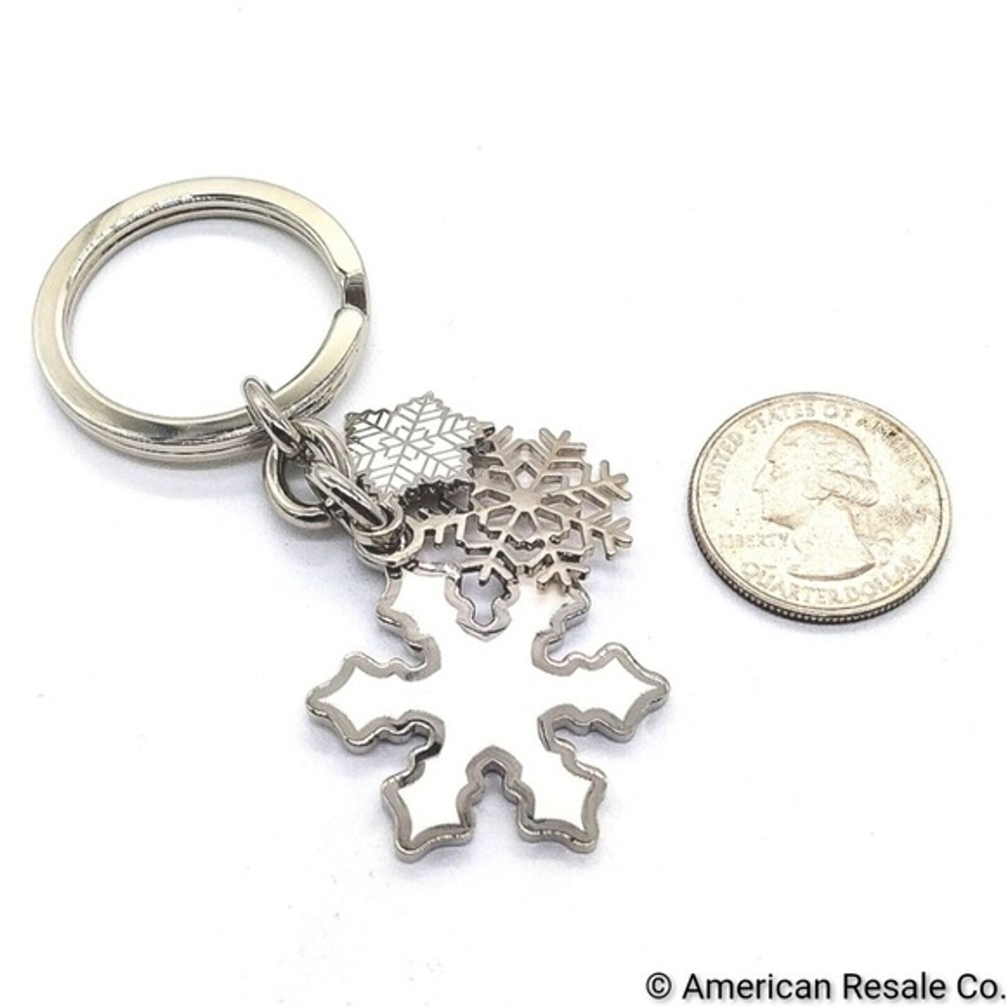 $68 COACH Vintage Pure White Multi Snowflake Keychain Fob Purse Charm #7322