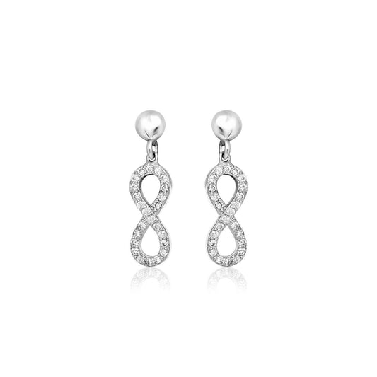 Sterling Silver Infinity Symbol Earrings with Cubic Zirconias