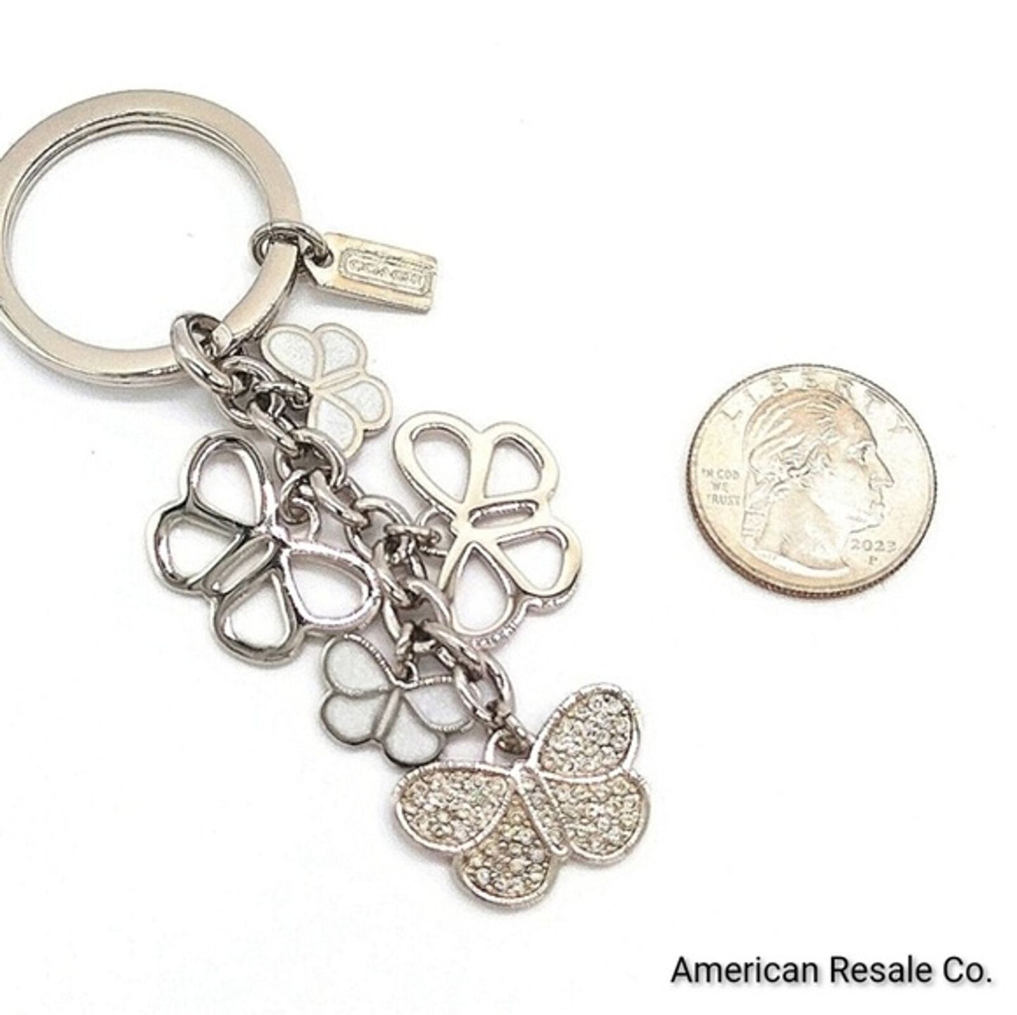 Vintage COACH Multi Butterfly Pave Swarovski Crystal Keychain Purse Charm-Rare