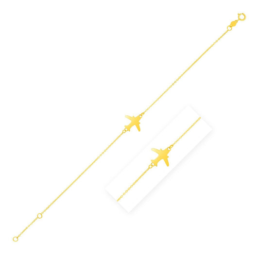 14K Yellow Gold Airplane Bracelet