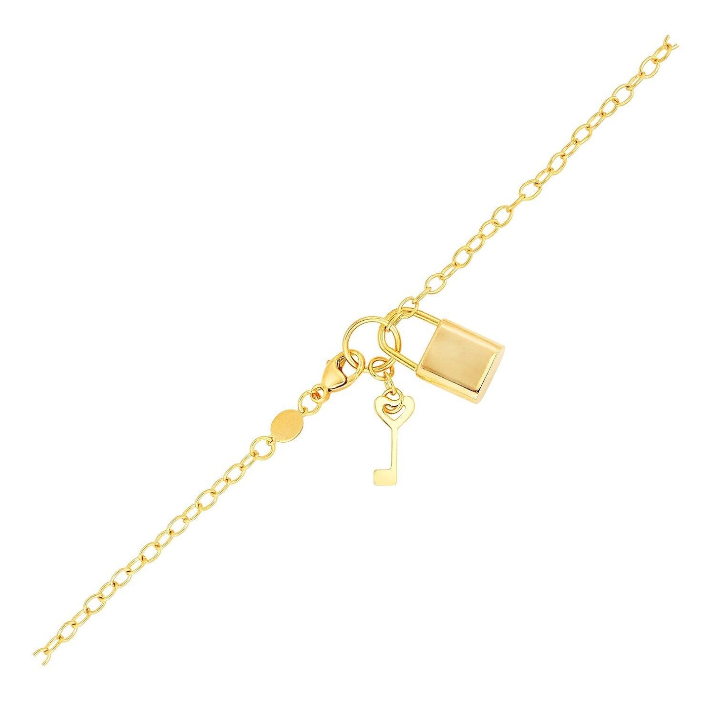 Bracelet with Lock and Key in 14k Yellow Gold