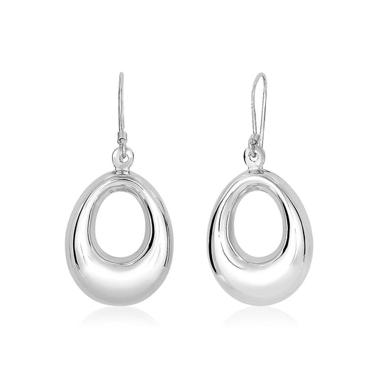 Sterling Silver Polished Open Puffed Teardrop Dangle Earrings