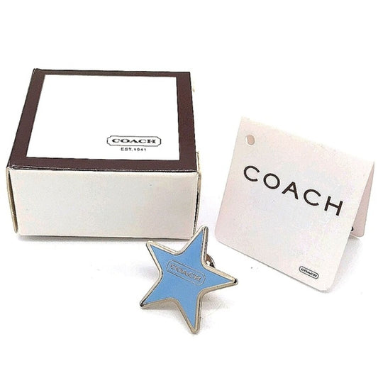 RARE COACH Sky Blue Star Lapel Pin Brooch Purse Charm-Vintage-New in box!