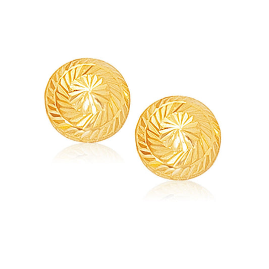 14K Yellow Gold Sparkle Diamond-cut Large Stud Earrings