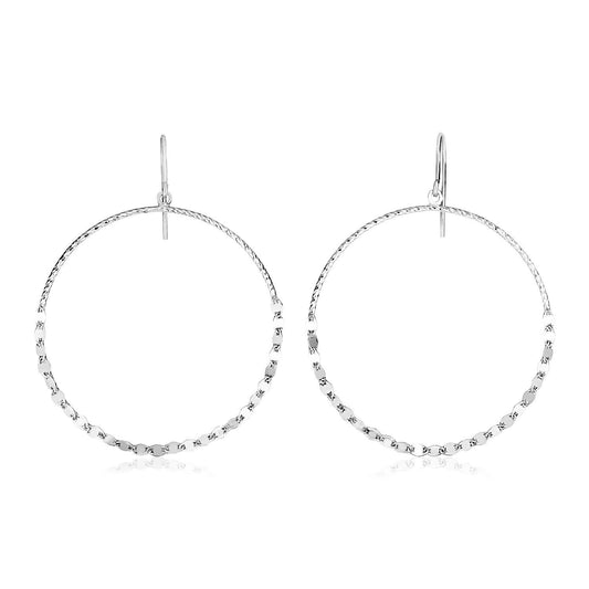 Sterling Silver Textured Circle Dangle Earrings