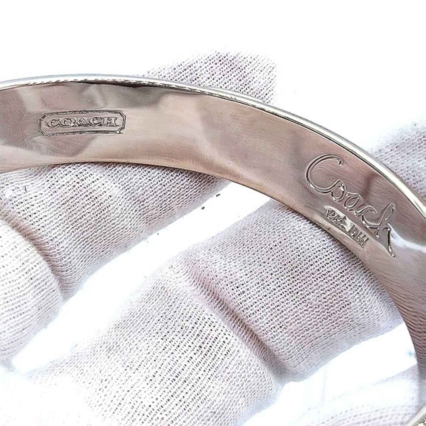 Vintage COACH 1/2" Polished Silver Signature C Bangle Bracelet-Authentic