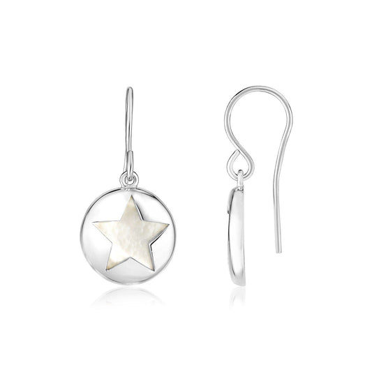 Sterling Silver Star Cutout Earrings with Mother of Pearl