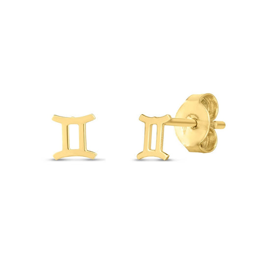 14K Yellow Gold Gemini Stud Earrings