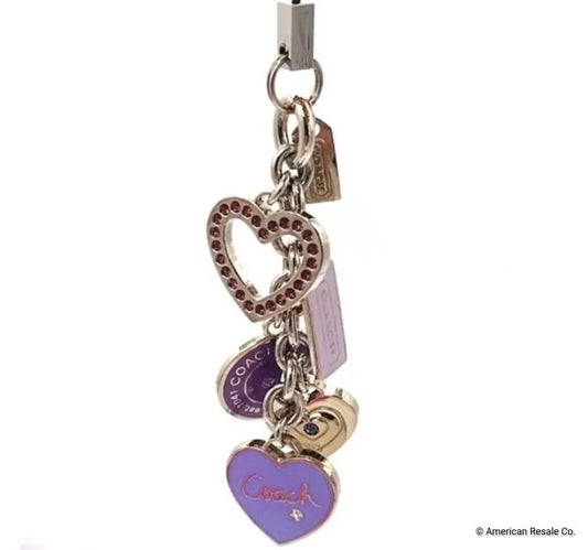 Rare COACH Triple Heart Lanyard, Cell Phone Charm, Purse, Add to Keychain