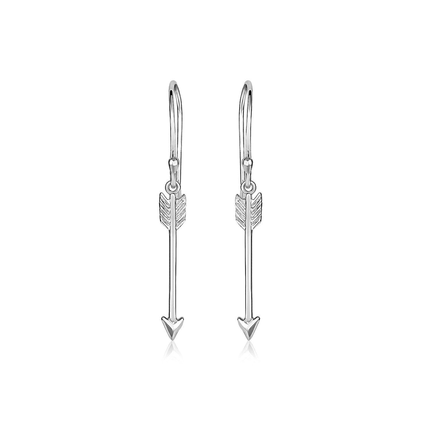 Sterling Silver Polished and Textured Arrow Earrings