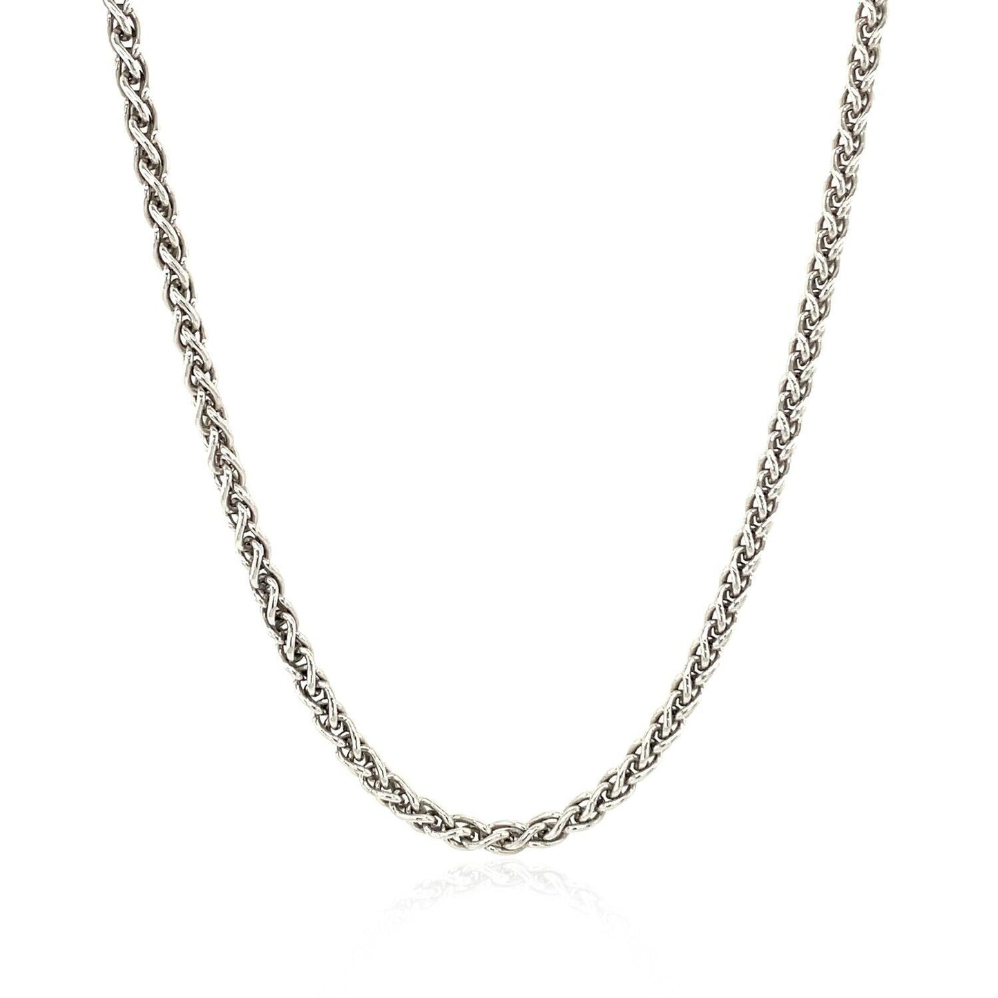 Sterling Silver Rhodium Plated Wheat Chain 2.6mm