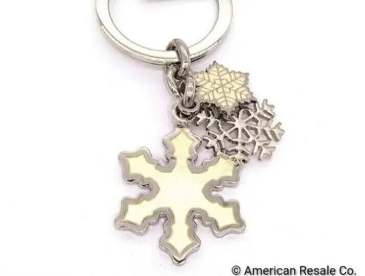 NWOT Vintage COACH White Enamel Multi  Snowflake Keychain Fob Purse Charm-Rare!