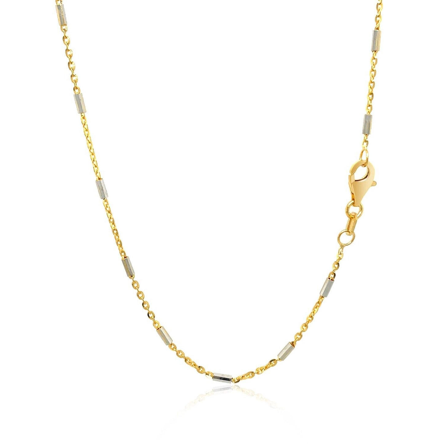 Bar Links Pendant Chain in 14k Two Tone Gold (1.4mm)