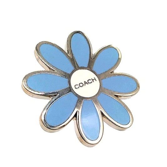 COACH Rare Vintage Sky Blue Daisy Kilt Pin Brooch Purse Backpack Charm