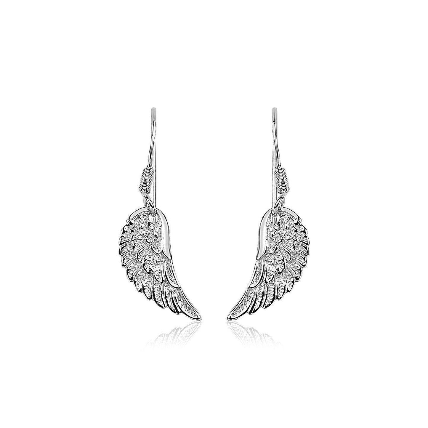 Sterling Silver Textured Angel Wing Earrings