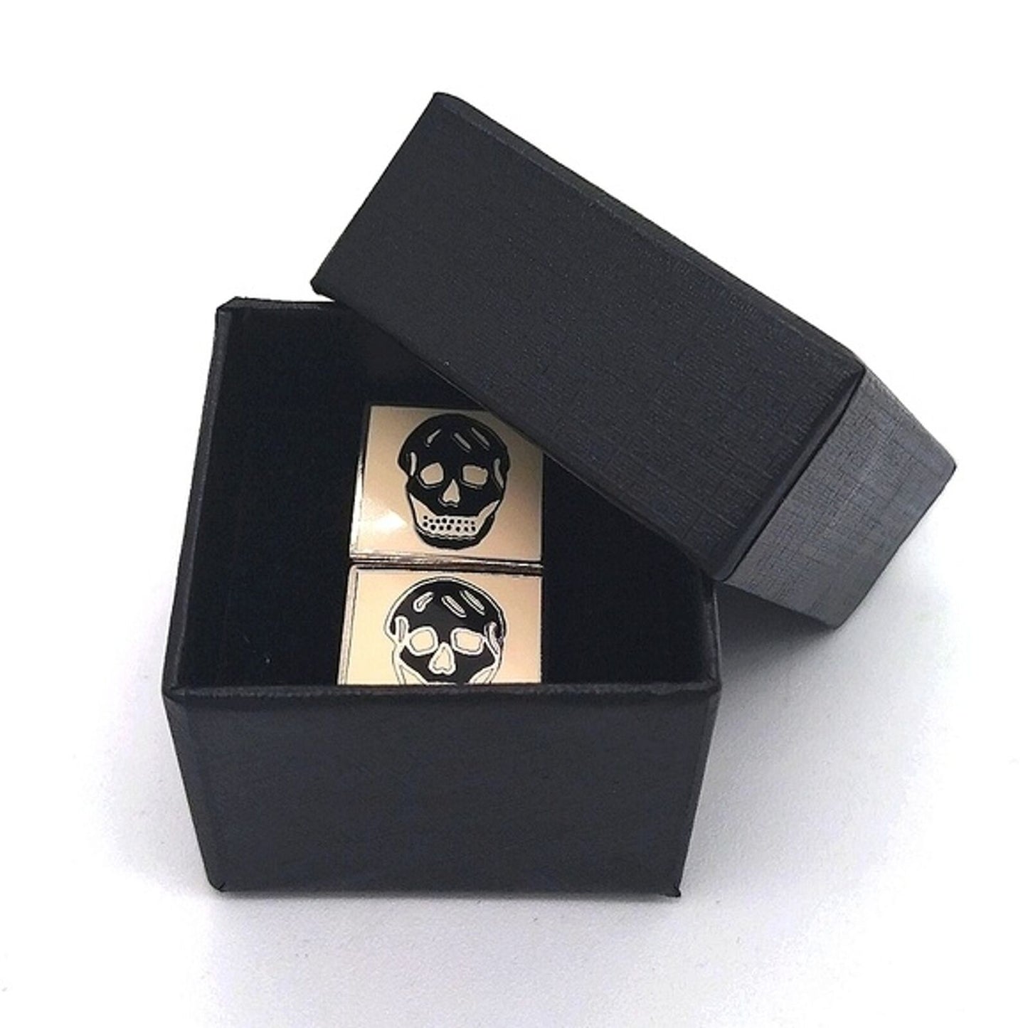 Alexander McQueen Vintage Black and White Enamel Skull Signed Square Cufflinks